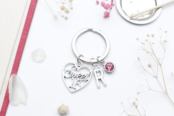 Personalised Sweet Sixteen 16th Birthday Girl Keyring Sixteenth Present, 3 of 9