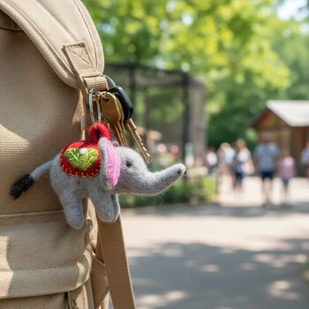 Handmade Felt Elsie Elephant Keyring, 3 of 3