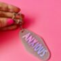 The 'Sparkly Anxious' Motel Keyring / Fun Anxiety Humour Gift For Sister, thumbnail 3 of 6
