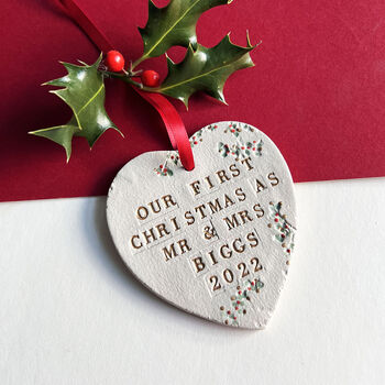 Our First Christmas As Mr And Mrs Hanging Heart, 3 of 8