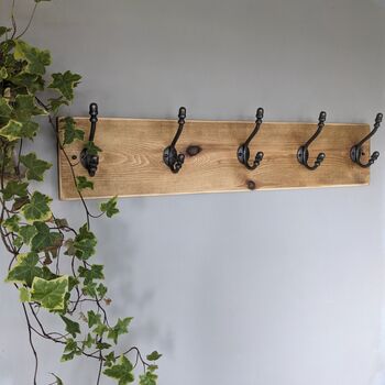 Vintage Style Wooden Coat Rack With Acorn Tip Hooks, 2 of 9