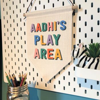 Personalised Kids Play Room Hanging Banner Sign, 5 of 9
