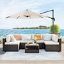 Beige Rotation Large Outdoor Garden Patio Parasol, thumbnail 3 of 7