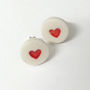 Red Heart Stud Earrings Silver And Ceramic, thumbnail 2 of 2