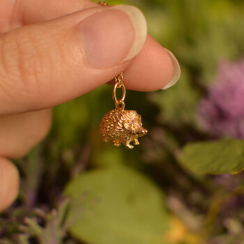 Sterling Silver/ 18ct Gold Plated Hedgehog Pendant, 2 of 2