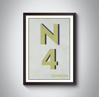N4 Finsbury Park, Harringay London Postcode Print, 10 of 12