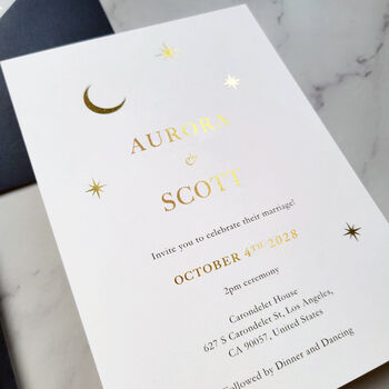 Aurora Moon And Stars Wedding Invitation, 2 of 5