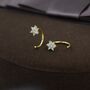 Sterling Silver Clear Cz Flower Huggie Hoop Earrings, thumbnail 6 of 12
