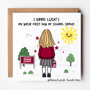 Customisable First Day Of School Card For Girls, 8 of 10