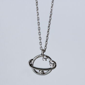 Sterling Silver Saturn Pendant Necklace, 3 of 5