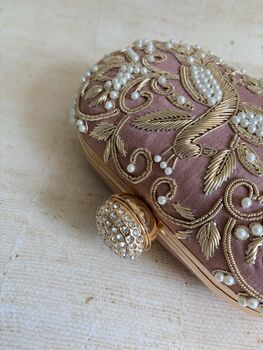 Peacock Oval Pink Clutch, 4 of 12