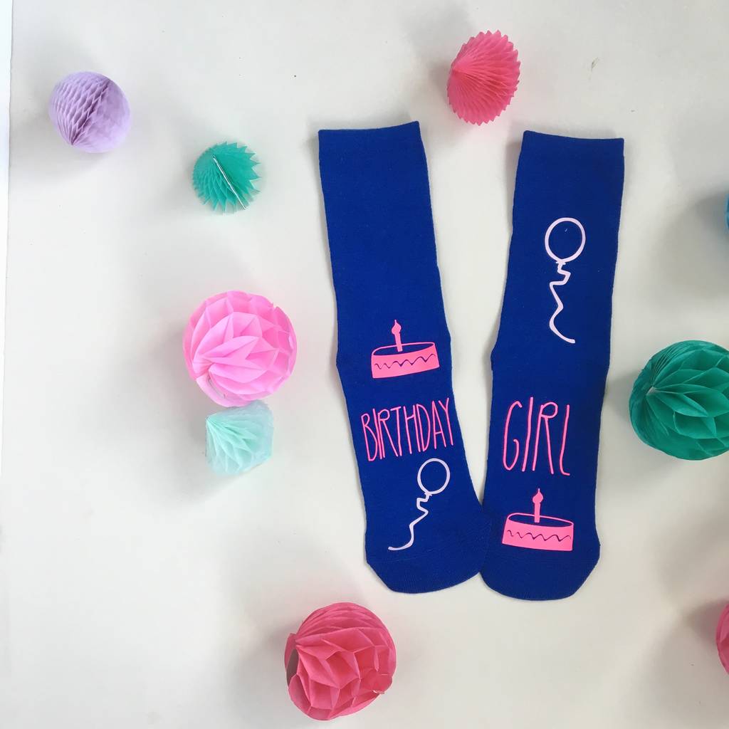neon personalised birthday girl socks by solesmith