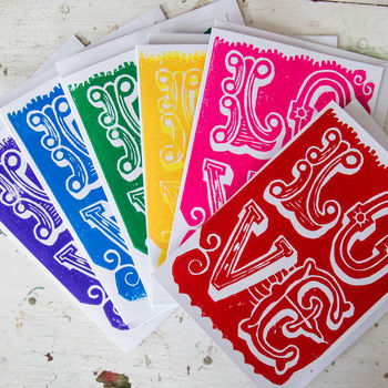 Spread The Love Linoprint Cards Gift Set Of Six, 5 of 5
