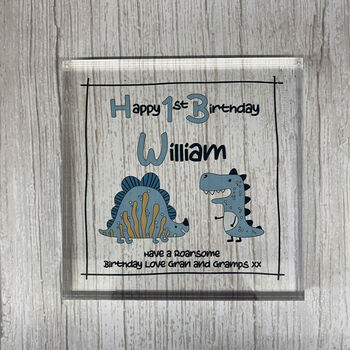 Personalised Dinosaur Acrylic Birthday Block, 3 of 6