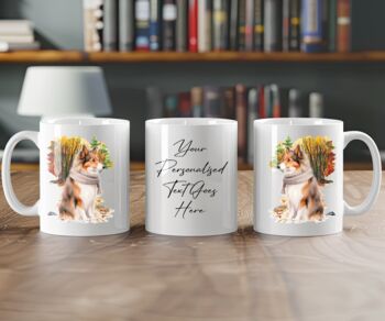 Personalised Shetland Sheepdog Autumn Dog Walk Keepsake Gift Mug, 2 of 2