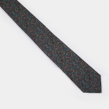 Mens Green And Purple Floral Slim Tie, 7 of 7