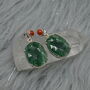 Green Aventurine Red Coral Earrings: Sterling Silver, thumbnail 4 of 5