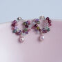Dainty Gemstone Earrings With Rose Pearl Drop, thumbnail 2 of 9