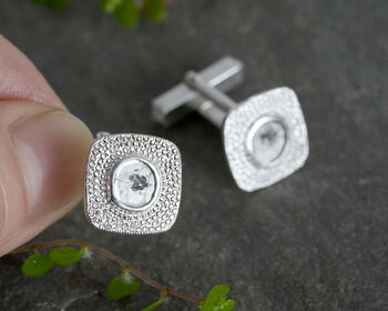 Natural Diamond Cufflinks In Sterling Silver, 3 of 3