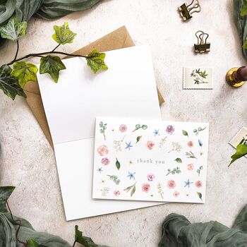 Blush Pink Roses, Gypsophila And Eucalyptus Thank You Cards, 2 of 7