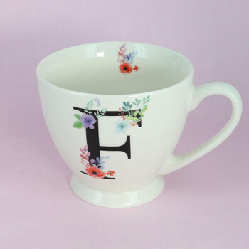 G Decor Floral Alphabet Ceramic Tea Coffee Xl Mug Cup, 10 of 12