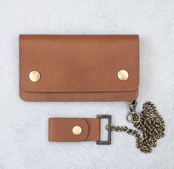 Personalised English Hide Leather Wallet With Chain, 4 of 11
