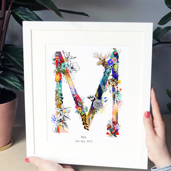 Personalised J To S Bright Wildlife Initials Print, 9 of 12