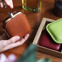 Copper Hip Flask Personalised Italian Leather Sleeve, thumbnail 5 of 10