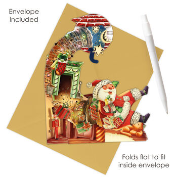 Pop Up 3D Pendulum Christmas Card Hurry Down The Chimney, 3 of 5