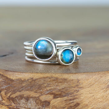 Storm Sterling Silver Stacking Rings With Labradorite, 3 of 6