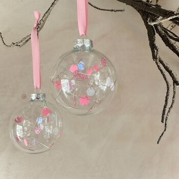 Set Of Six Bright Pink Baubles Tree Decor Ornaments, 4 of 7