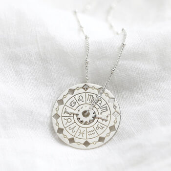 Sterling Silver Spinning Zodiac Necklace, 6 of 7