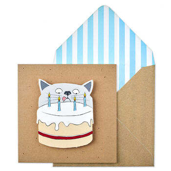 Handmade 3D Cat Cards Pack Of Five, 2 of 6