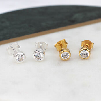 18ct Gold Plated Or Silver Diamond Style Stud Earrings, 2 of 6