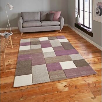 Area Rug Machine Woven Rectangle Beige Purple, 9 of 12