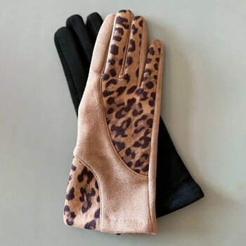 Leopard Suede Stretchy Fabric Applique Gloves, 11 of 12