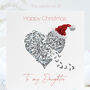 Daughter Silver Butterfly Heart Santa Christmas Card, thumbnail 1 of 11