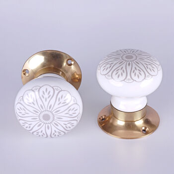 G Decor Success Set Of Handcrafted Ceramic Porcelain Mortice Door Handles, Internal Turning Knobs For Room Doors With Solid Brass Finish, 5 of 5