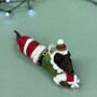 Personalised Sausage Dog Elf Bauble, thumbnail 3 of 4