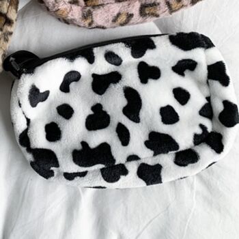 Cute Cow Animal Print Fleece Crossbody Bag For Girls, 2 of 5