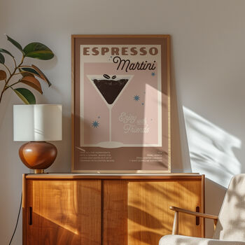 Retro Espresso Martini Cocktail Print, 8 of 9