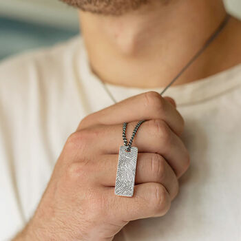Silver Slim Fingerprint Tag Necklace, 3 of 7