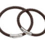 Daddy And Me Silver And Brown Leather Bracelet Set, thumbnail 1 of 3