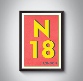 N18 Upper Edmonton London Postcode Typography Print, 5 of 10