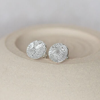 Sterling Silver Textured Circle Studs, 3 of 9