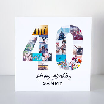 Personalised 40th Birthday Photo Collage Card, 2 of 8