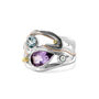 Silver Ring With Blue Topaz, Pearl And Amethyst, thumbnail 2 of 6