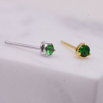 Emerald Green Cz Crystal Stud Earrings, 2 of 12