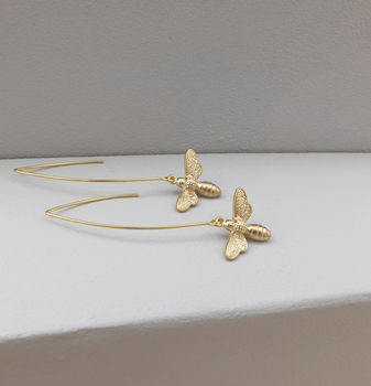 Gold Plated Bee Earrings, 3 of 6