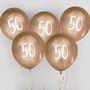 Five Gold 50 Party Balloons, thumbnail 1 of 2
